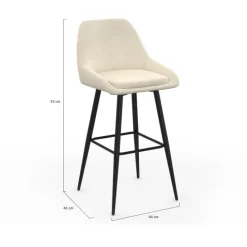 Lot de 2 tabourets de bar en velours beige avec demi-accoudoirs