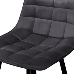 Lot de 4 tabourets en velours gris matelassé