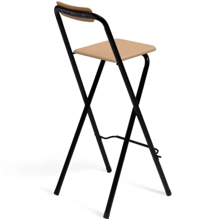 Lot de 4 tabourets hauts pliants industriels noir et bois