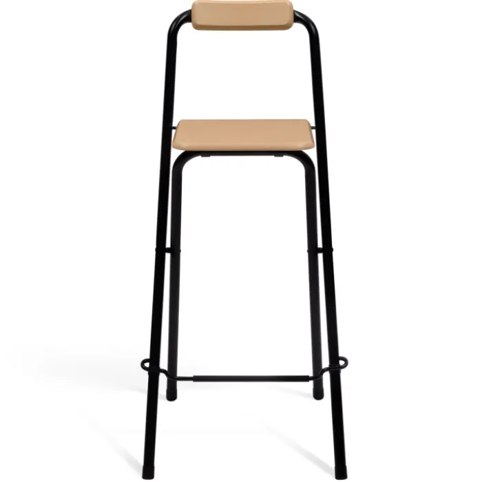 Lot de 4 tabourets hauts pliants industriels noir et bois