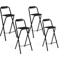 Lot de 4 tabourets hauts pliants noirs