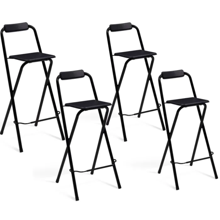 Lot de 4 tabourets hauts pliants noirs