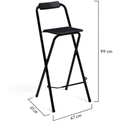 Lot de 4 tabourets hauts pliants noirs