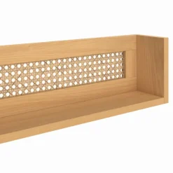 Lot de 3 étagères murales bois et cannage 60/45/30 cm