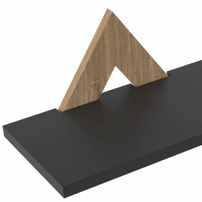 Lot de 3 étagères murales couleur hêtre et noir