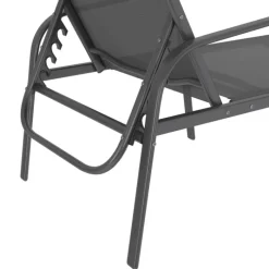 Lot de 2 transats inclinables pour jardin en acier gris et toile grise