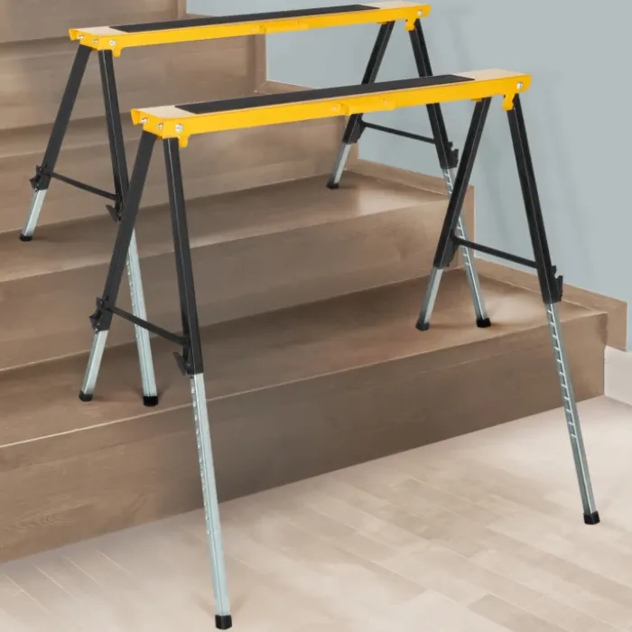Lot de 2 tréteaux pliables avec plateau antiglisse