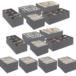 Lot de boites de rangement organisateur de dressing gris anthracite