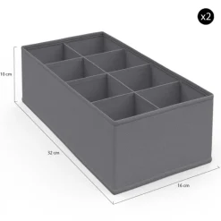 Lot de boites de rangement organisateur de dressing gris anthracite