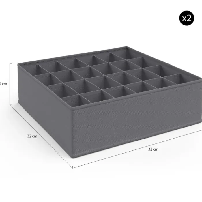Lot de boites de rangement organisateur de dressing gris anthracite