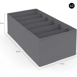 Lot de boites de rangement organisateur de dressing gris anthracite