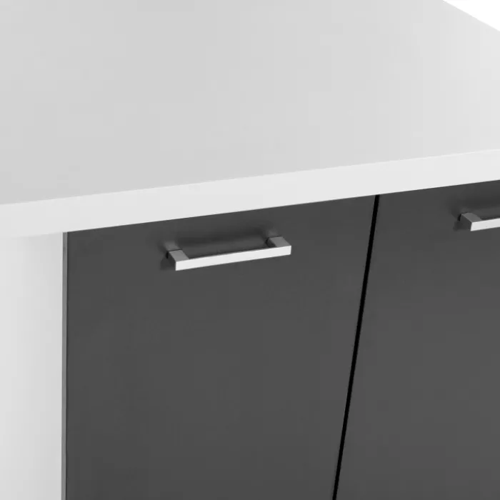 Îlot de cuisine blanc et gris 120 cm