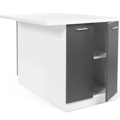 Îlot de cuisine blanc et gris 120 cm