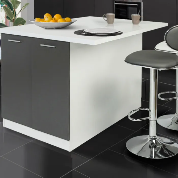 Îlot de cuisine blanc et gris 120 cm