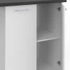 Îlot de cuisine blanc et plateau gris anthracite