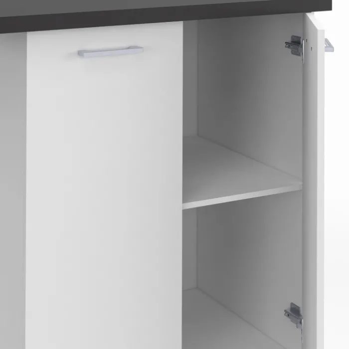 Îlot de cuisine blanc et plateau gris anthracite