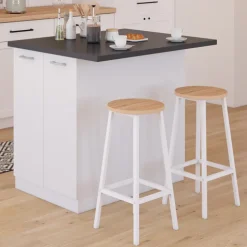 Îlot de cuisine blanc et plateau gris anthracite