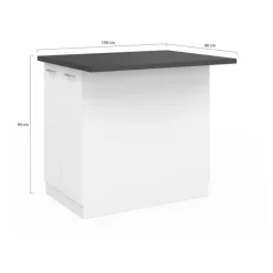 Îlot de cuisine blanc et plateau gris anthracite