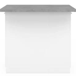 Îlot de cuisine blanc et plateau façon béton