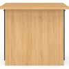 Îlot de cuisine imitation hêtre avec 4 portes noires 100 cm