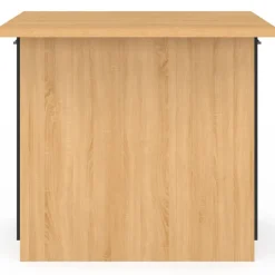 Îlot de cuisine imitation hêtre avec 4 portes noires 100 cm
