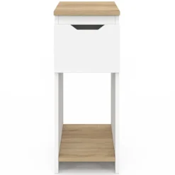 Lot de tables de chevet blanc et bois