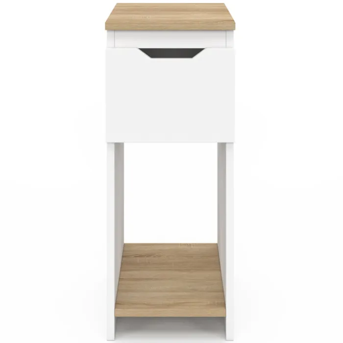 Lot de tables de chevet blanc et bois