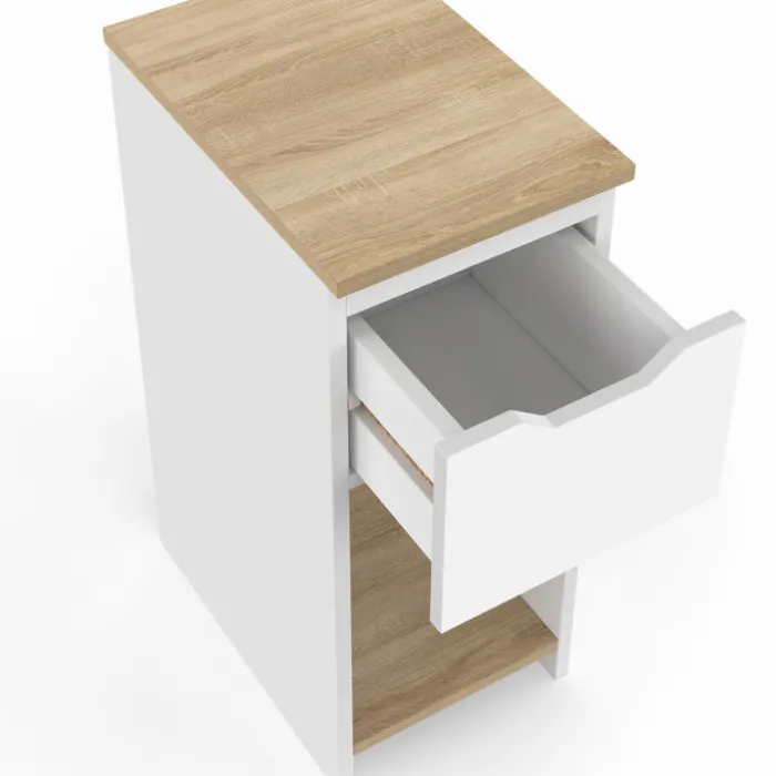 Lot de tables de chevet blanc et bois