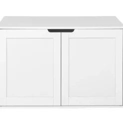 Maison de toilette pour chat - cache-litière avec doubles portes blanc