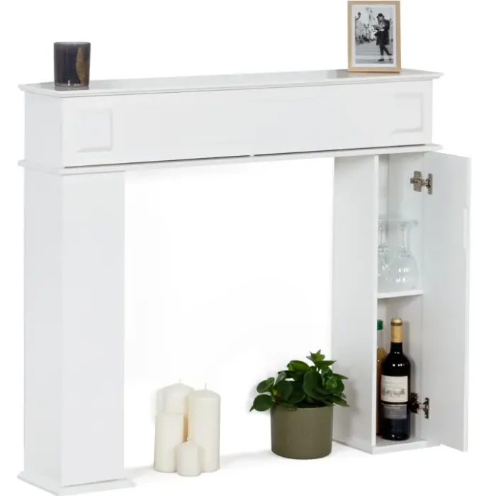 Manteau de cheminée console décorative avec rangement