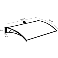 Marquise avec led solaires 80x120 cm