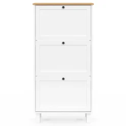 Meuble à chaussures 18 paires blanc et bois 3 portes
