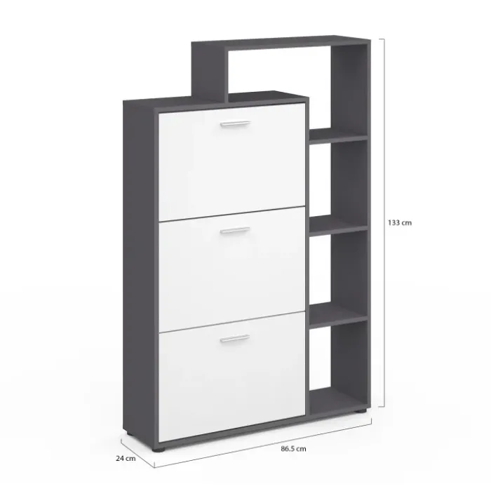 Meuble à chaussures 3 portes avec étagère