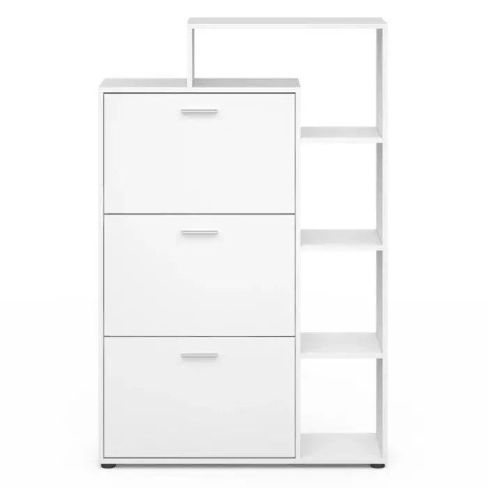 Meuble à chaussures 3 portes avec étagère blanc