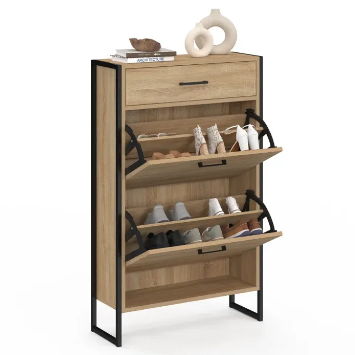 Meuble à chaussures avec 2 portes et 1 tiroir style industriel