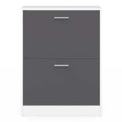 Meuble à chaussures blanc et gris 2 portes