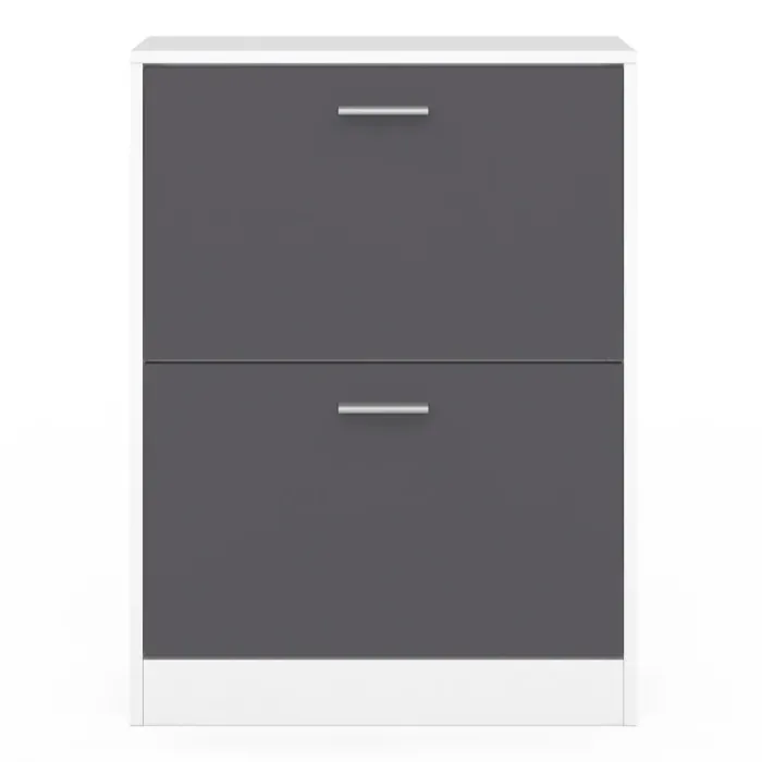 Meuble à chaussures blanc et gris 2 portes