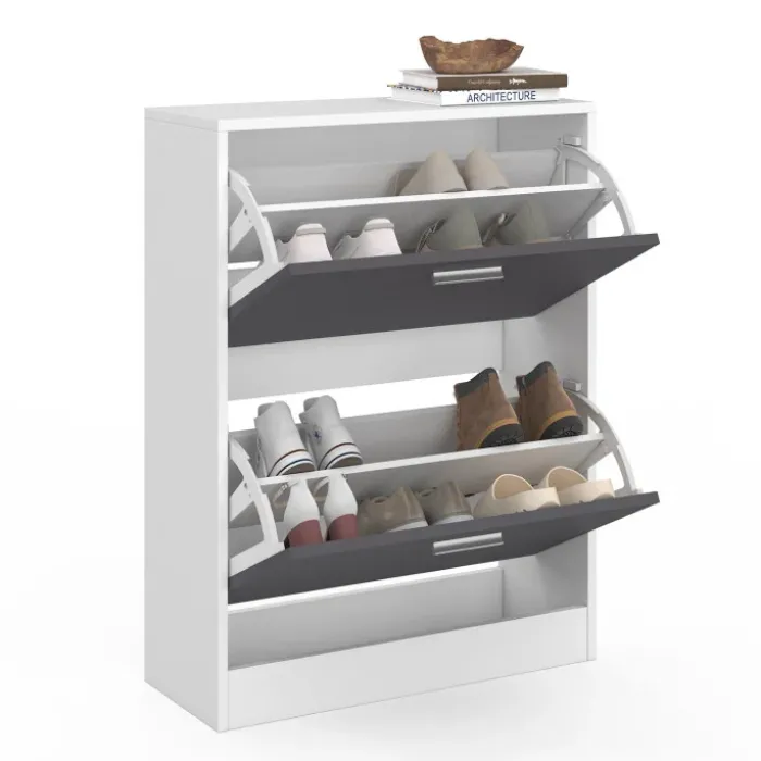 Meuble à chaussures blanc et gris 2 portes