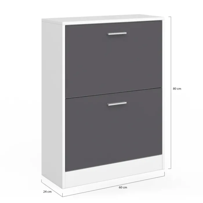 Meuble à chaussures blanc et gris 2 portes