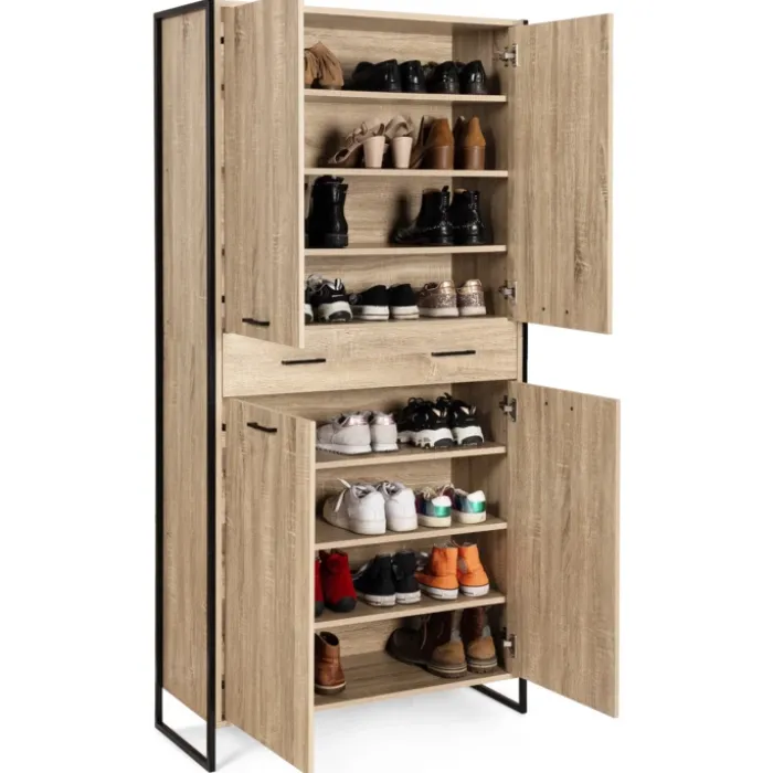 Meuble à chaussures design industriel 4 portes 1 tiroir