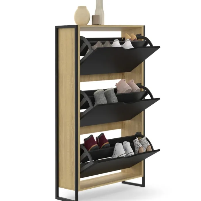 Meuble à chaussures industriel avec 3 portes