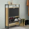 Meuble à chaussures industriel avec 2 portes et étagère