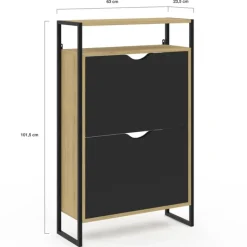 Meuble à chaussures industriel avec 2 portes et étagère