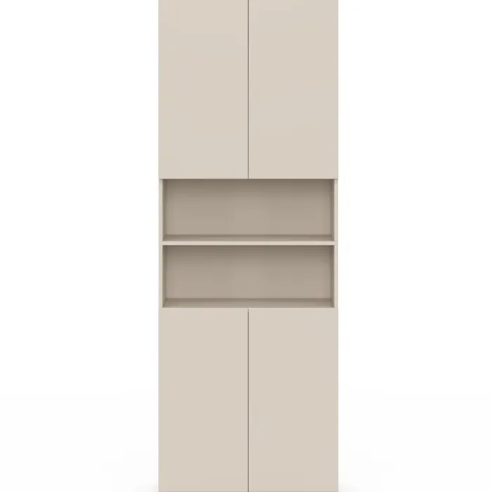 Meuble armoire colonne salle de bain 4 portes 2 niches bois beige