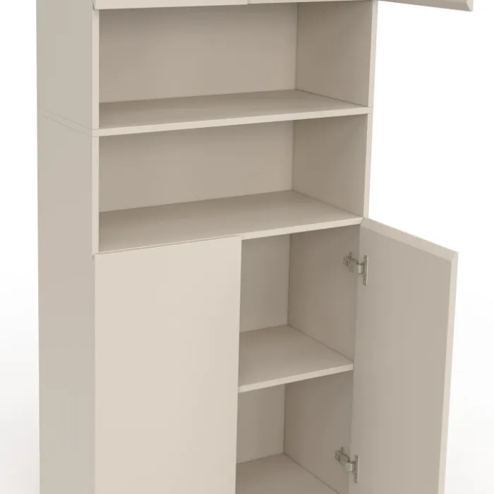 Meuble armoire colonne salle de bain 4 portes 2 niches bois beige