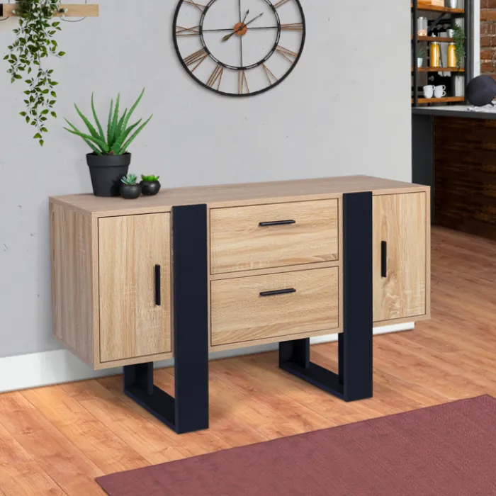 Meuble bas bois et noir