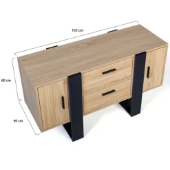 Meuble bas bois et noir