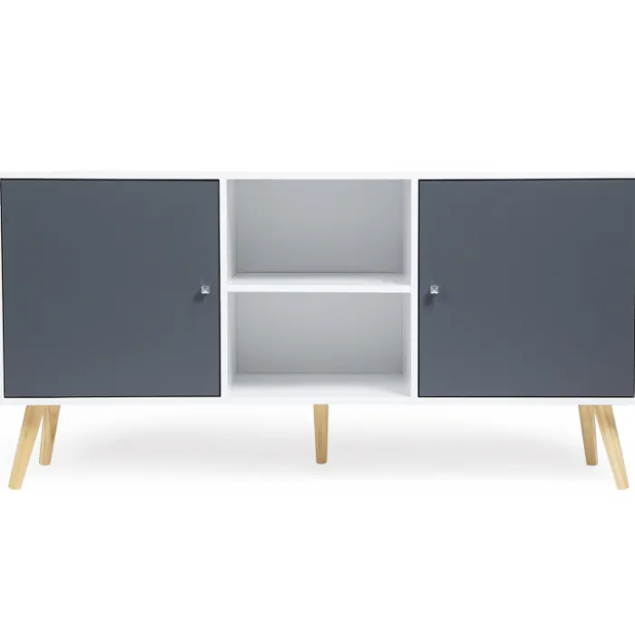 Meuble buffet scandinave blanc et gris 2 portes