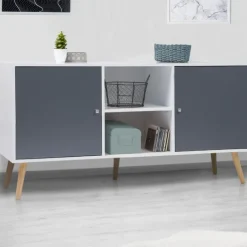 Meuble buffet scandinave blanc et gris 2 portes