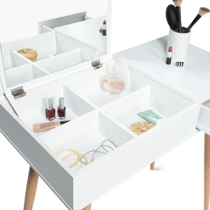 Meuble coiffeuse blanche style scandinave